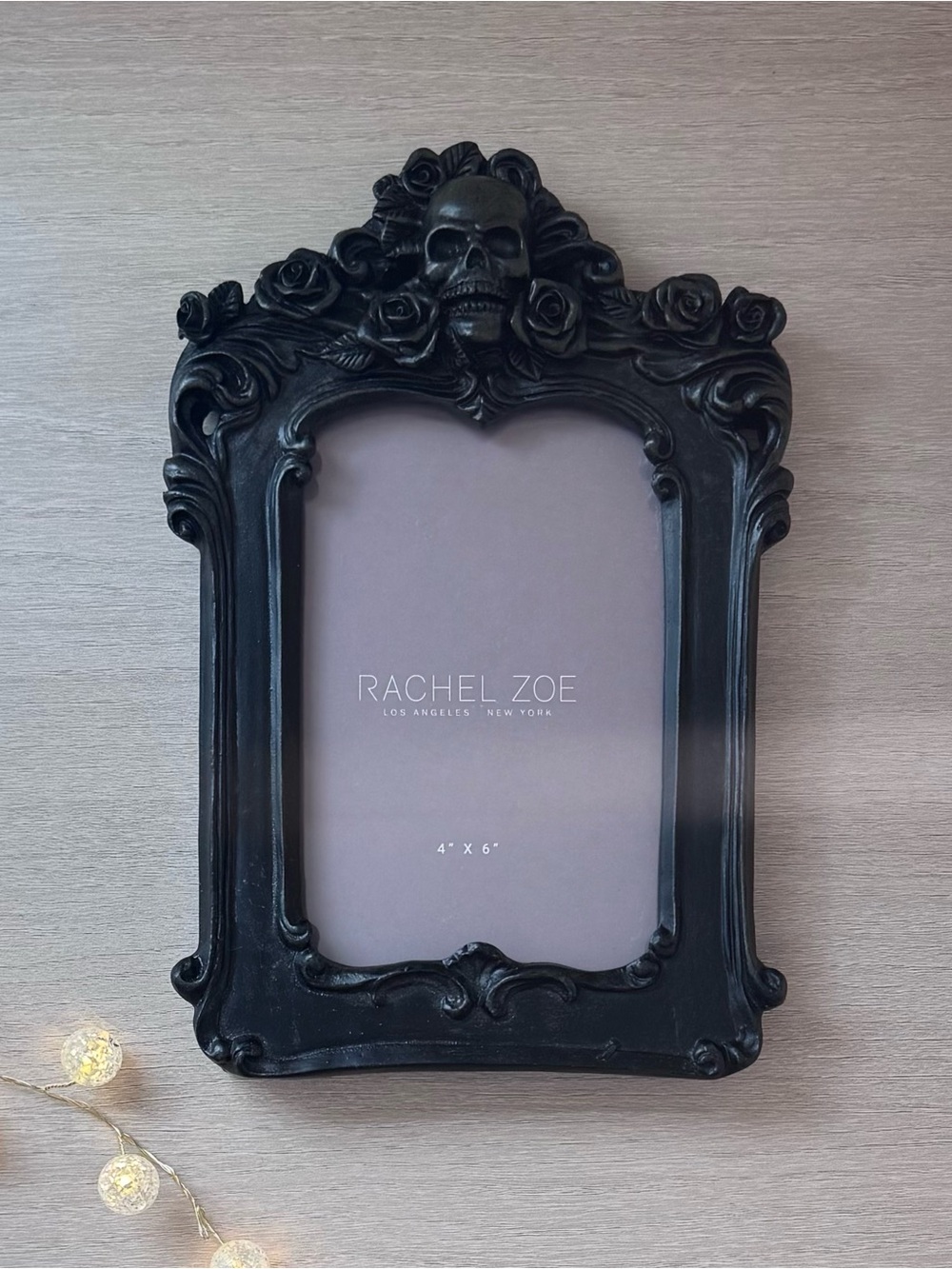 Rachel Zoe Black Gothic Skull & Rose Ornate Picture Frame - 4x6